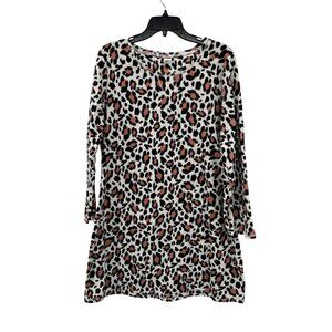 Animal Print Long Sleeve Nightgown XL (16/18) Womens Cozy Flannel-Style Pullover
